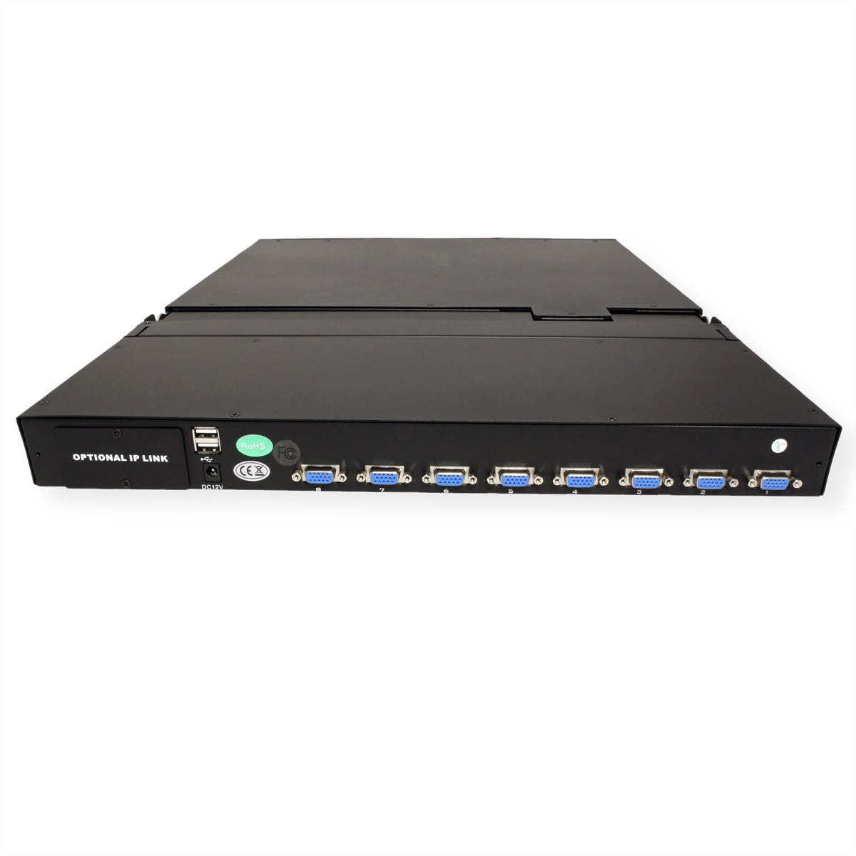 VALUE 19" Rack-LCD-Konsole – 8-Port VGA KVM, 1366 × 768, DE-Layout – 1U