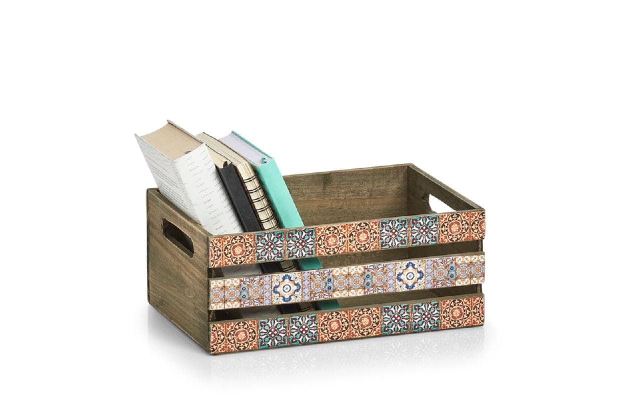 Zeller Present Aufbewahrungsbox – Holz (Tanne) – Mehrfarbig – mit Griff – 320 × 135 × 220 mm