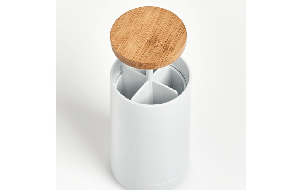 Zeller Present Aufbewahrungsbox – ABS/Bambus, Ø6,5×11,5 cm, Weiss