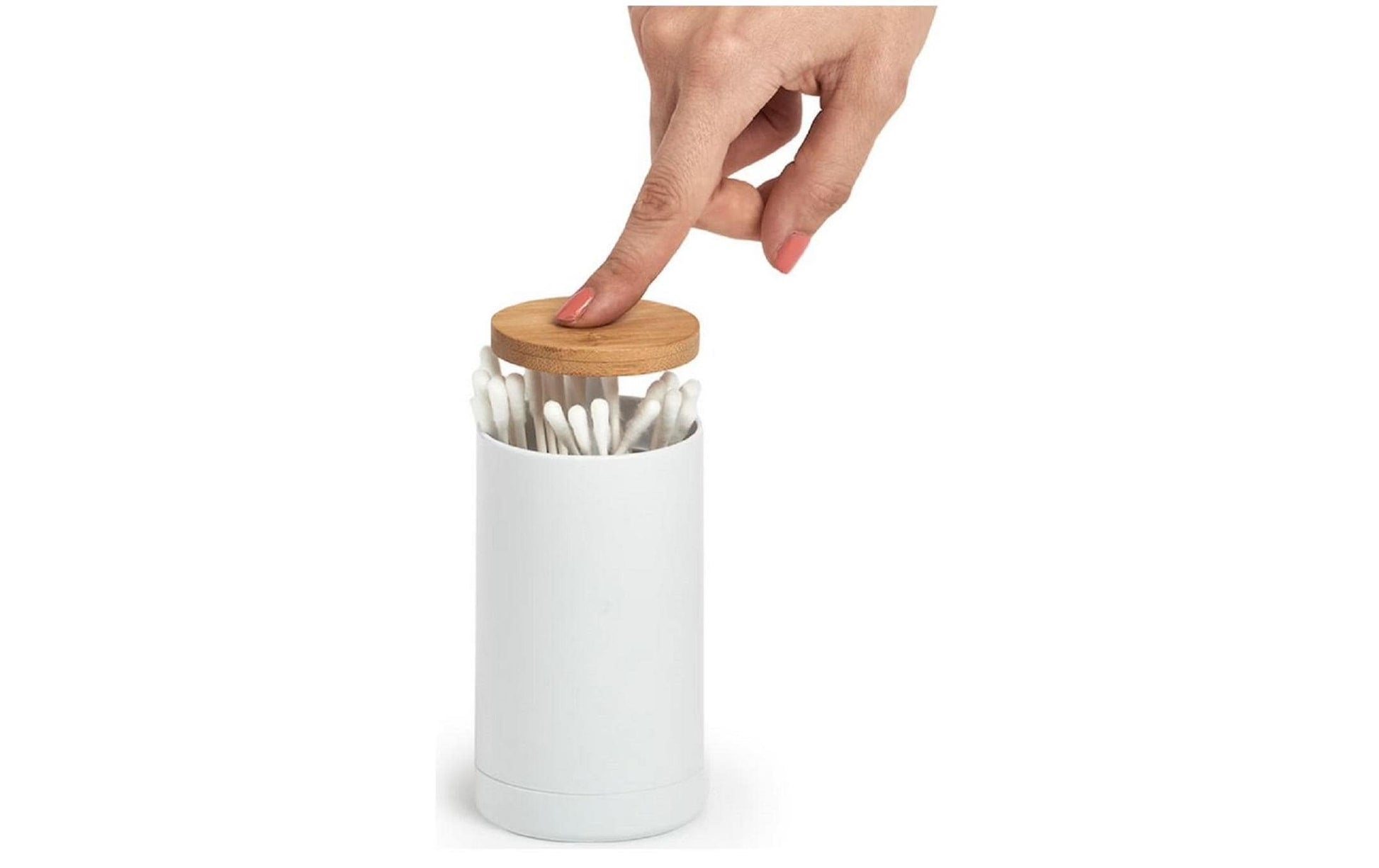 Zeller Present Aufbewahrungsbox – ABS/Bambus, Ø6,5×11,5 cm, Weiss