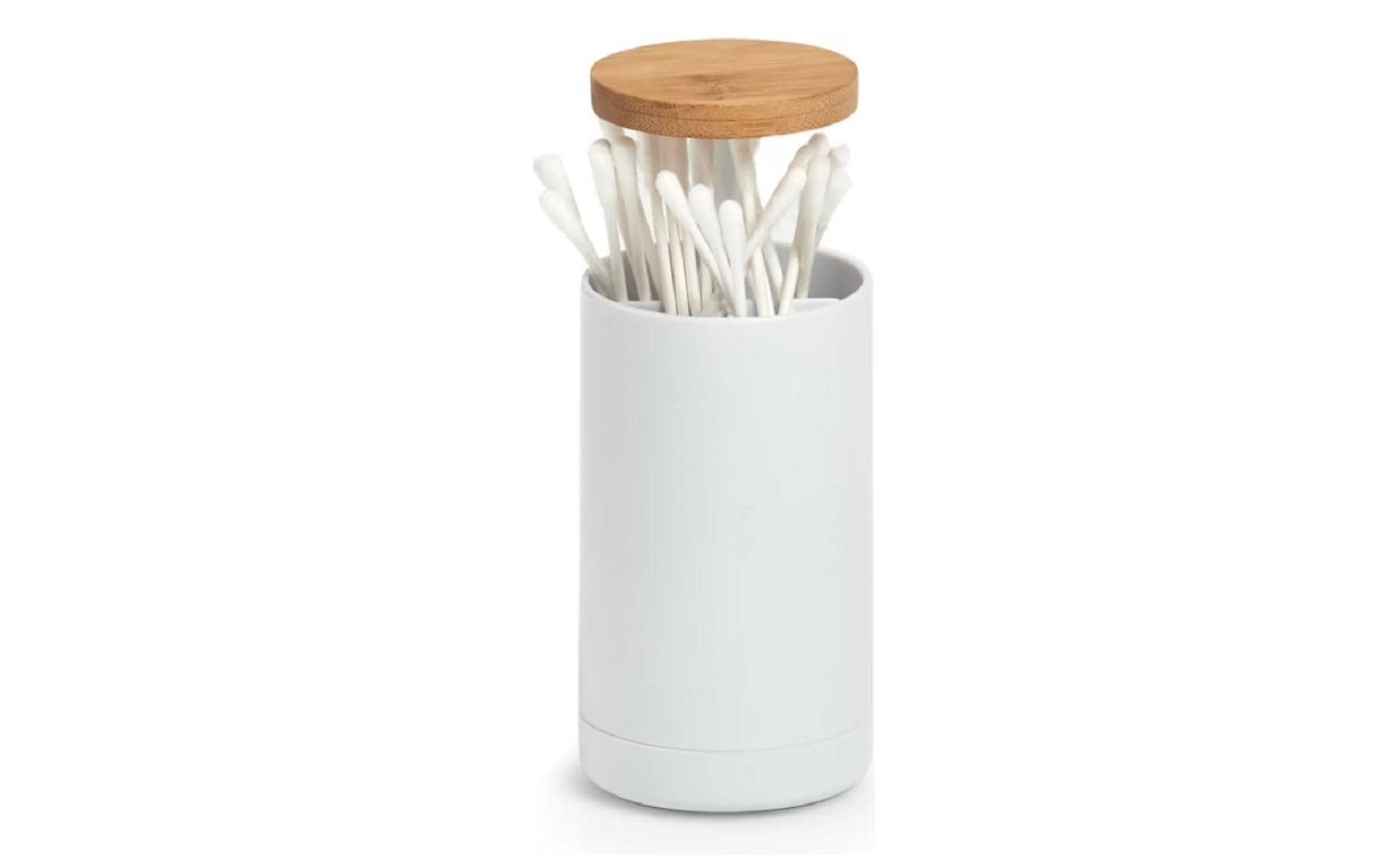 Zeller Present Aufbewahrungsbox – ABS/Bambus, Ø6,5×11,5 cm, Weiss