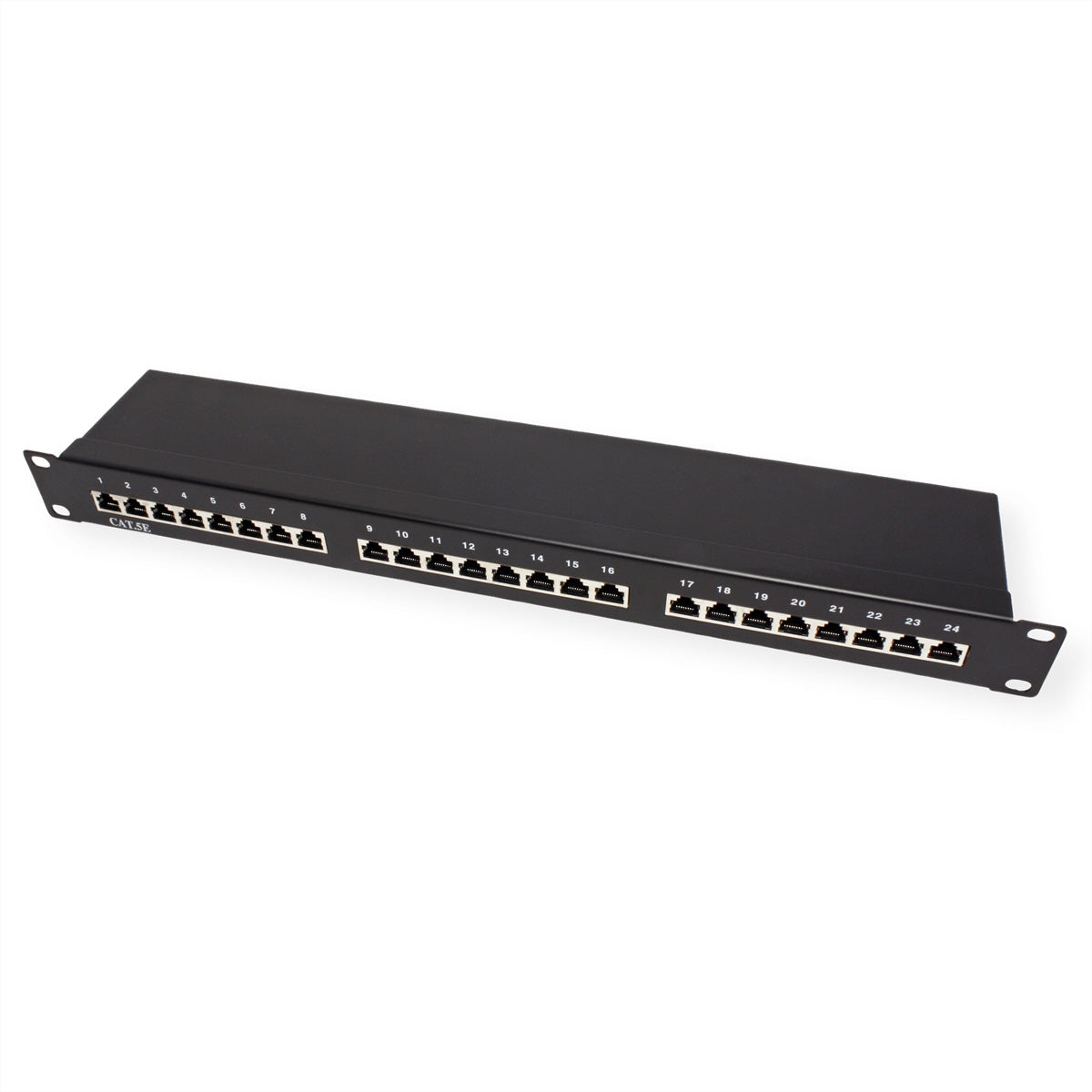 VALUE Patchpanel 19" – 24× RJ-45, Cat5e (Klasse D), geschirmt, 1U, schwarz