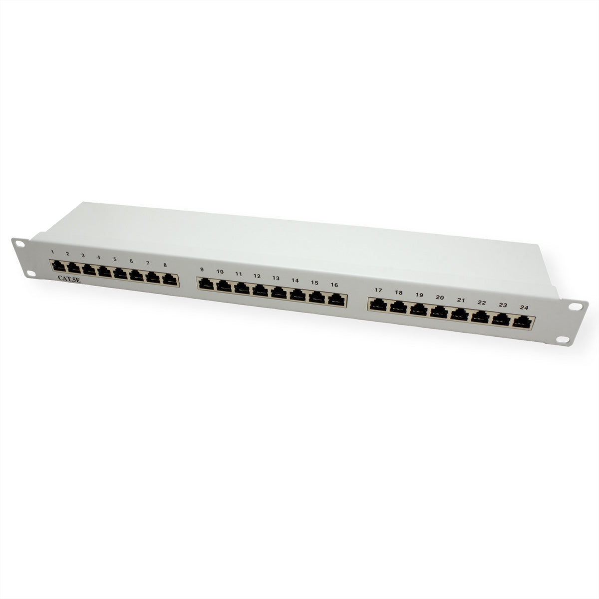 VALUE 19" Patchpanel – Kat.5e, 24× Ports, geschirmt (STP), Krone LSAplus, lichtgrau