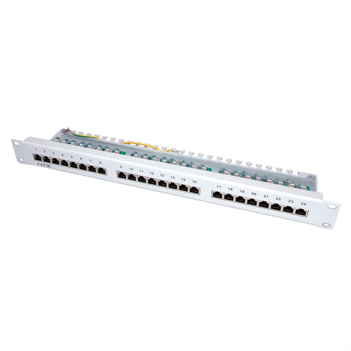 VALUE 19" Patchpanel – Kat.5e, 24× Ports, geschirmt (STP), Krone LSAplus, lichtgrau