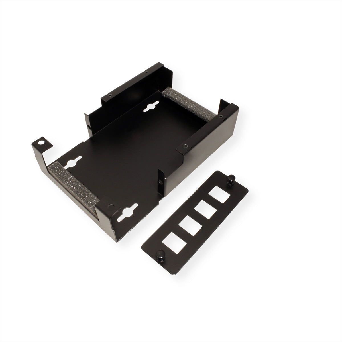 VALUE Wandgehäuse – Aufputz, 4× Ports, 19", 1U, für Keystone-Module, Stahl, Schwarz