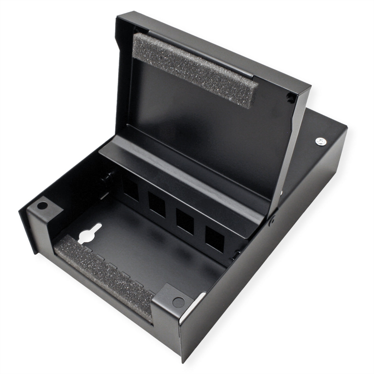 VALUE Wandgehäuse – Aufputz, 4× Ports, 19", 1U, für Keystone-Module, Stahl, Schwarz