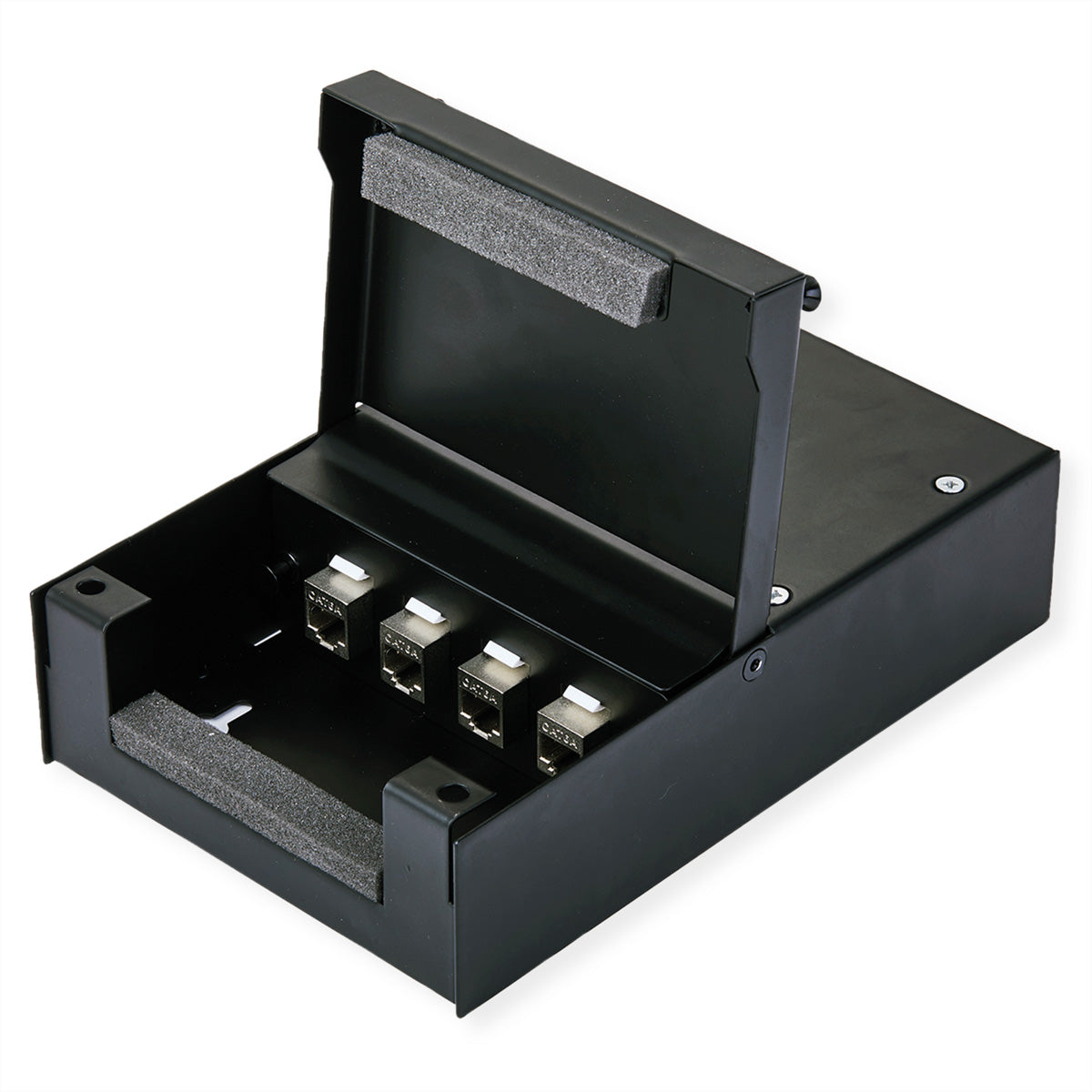 VALUE Wandgehäuse – Aufputz, 4× Ports, 19", 1U, für Keystone-Module, Stahl, Schwarz