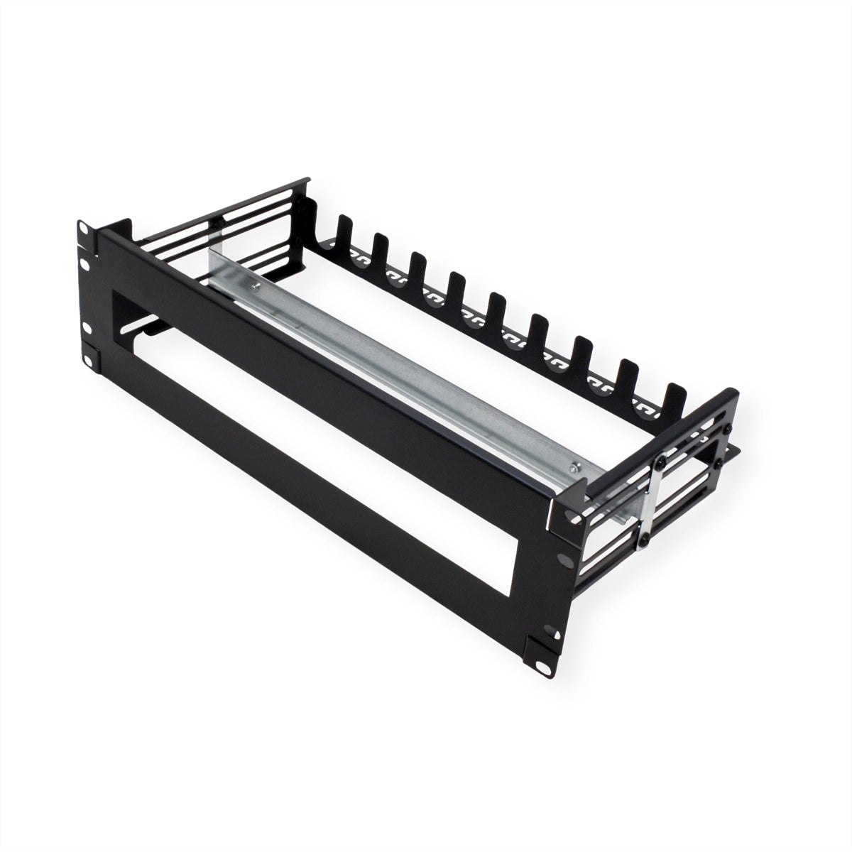 VALUE 19" Tragrahmen für Hutschienengeräte – Rack-Zubehör – 3U, Tragkraft 6 kg, Schwarz