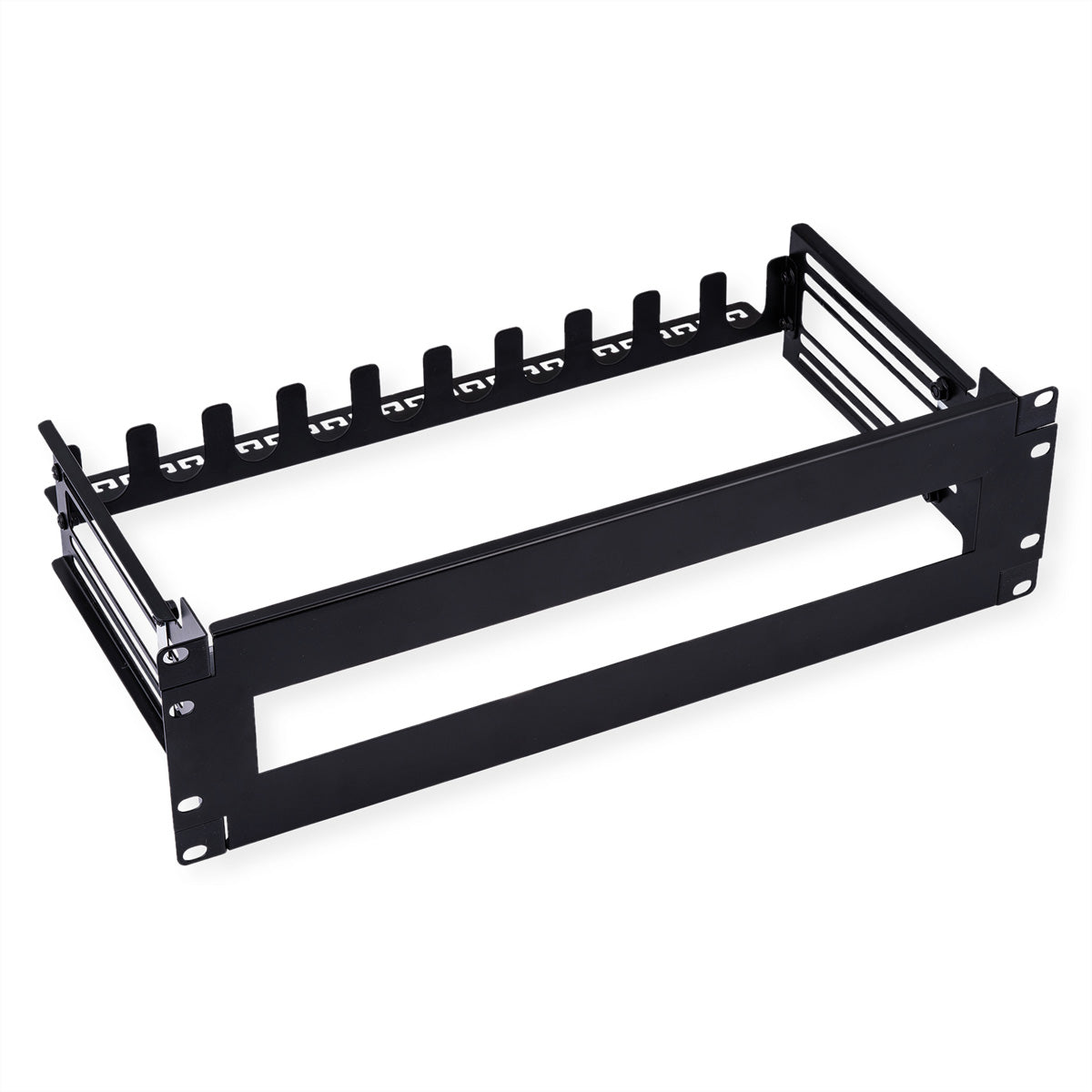 VALUE 19" Tragrahmen für Hutschienengeräte – Rack-Zubehör – 3U, Tragkraft 6 kg, Schwarz