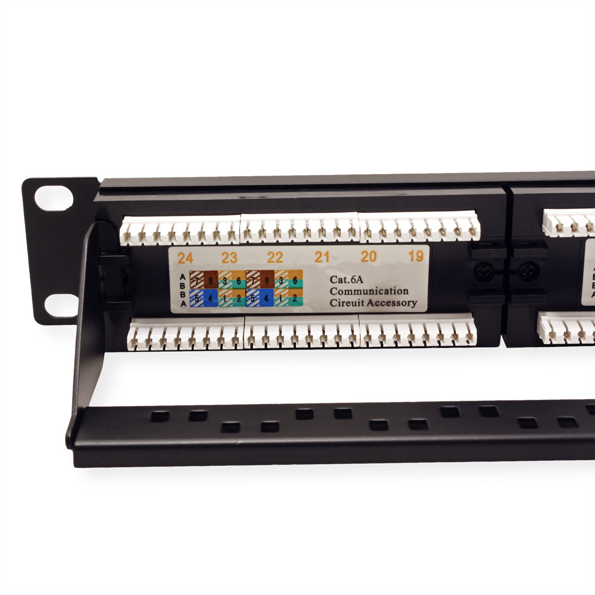 VALUE Cat.6A / Class EA Patchpanel – 24× RJ‑45, ungeschirmt, 19", 1U, schwarz