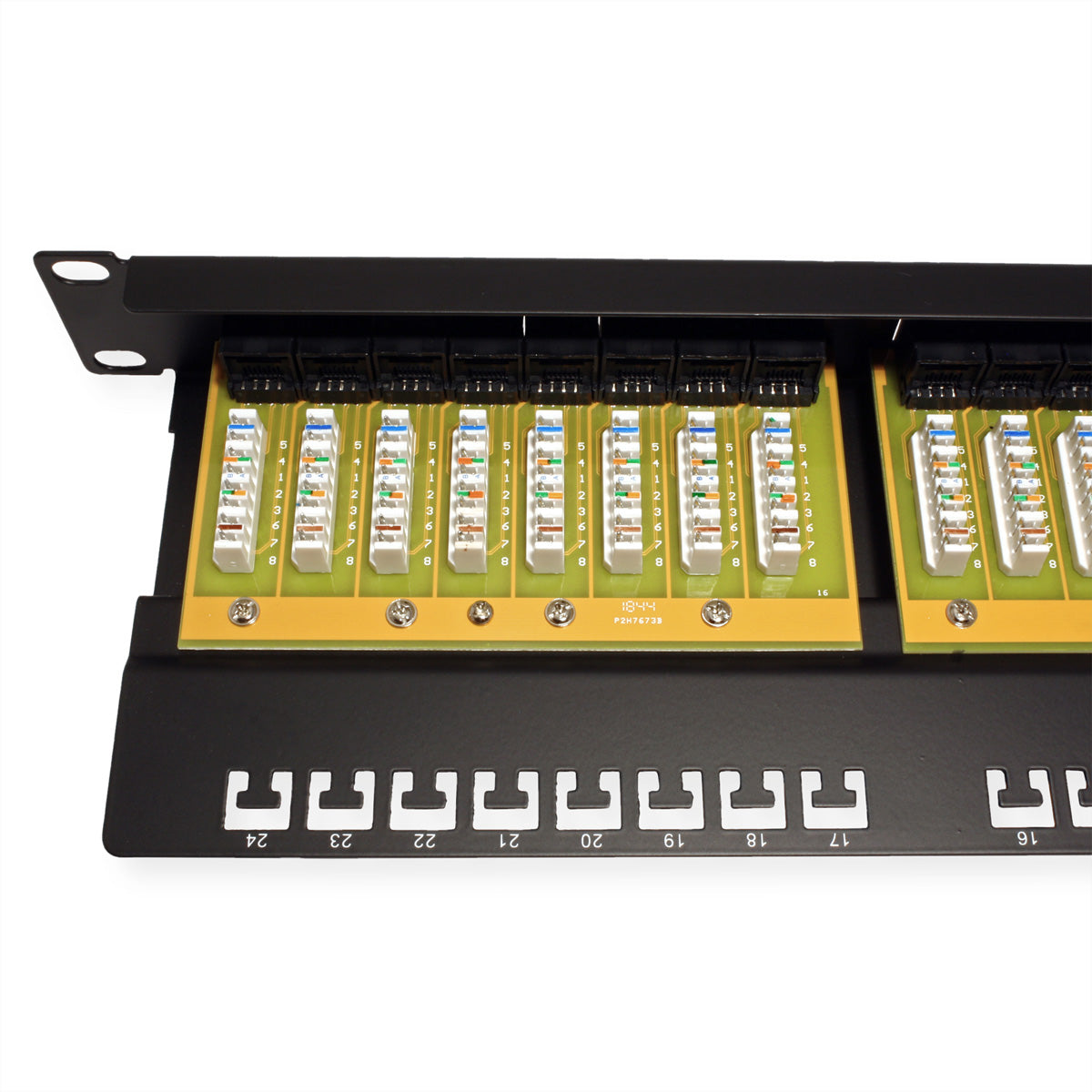 VALUE Patchpanel – Cat.6 / Klasse E, 24× Ports, ungeschirmt (UTP), Schwarz, 19", 1U, für 19"-Schränke