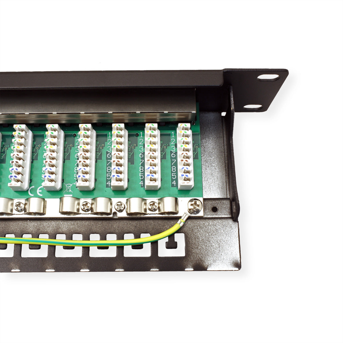 VALUE Cat.6A (Klasse EA) Patchpanel – 24× RJ‑45, 10 Gbit/s, geschirmt, 19", 1U, für Cat6a, schwarz