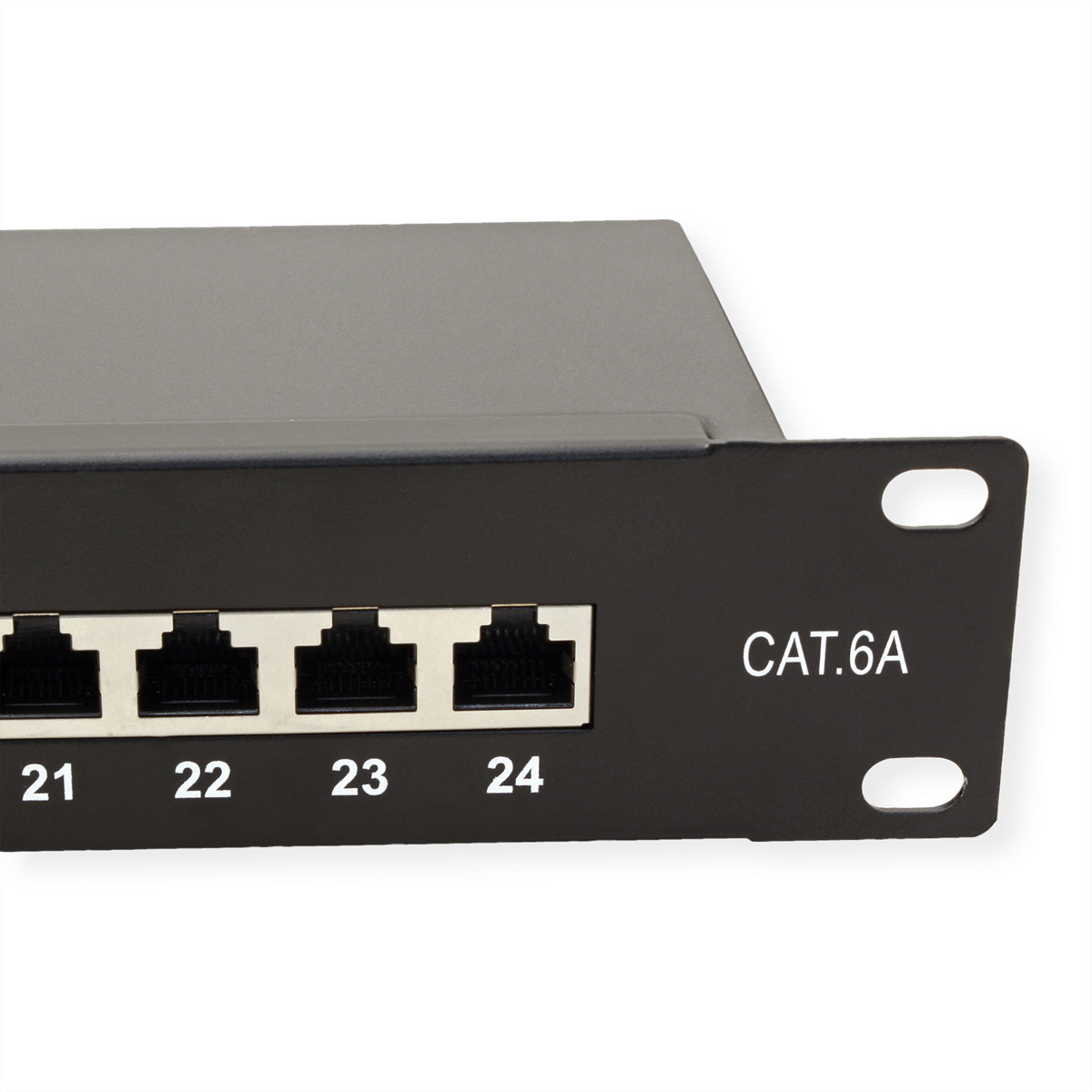 VALUE Cat.6A (Klasse EA) Patchpanel – 24× RJ‑45, 10 Gbit/s, geschirmt, 19", 1U, für Cat6a, schwarz
