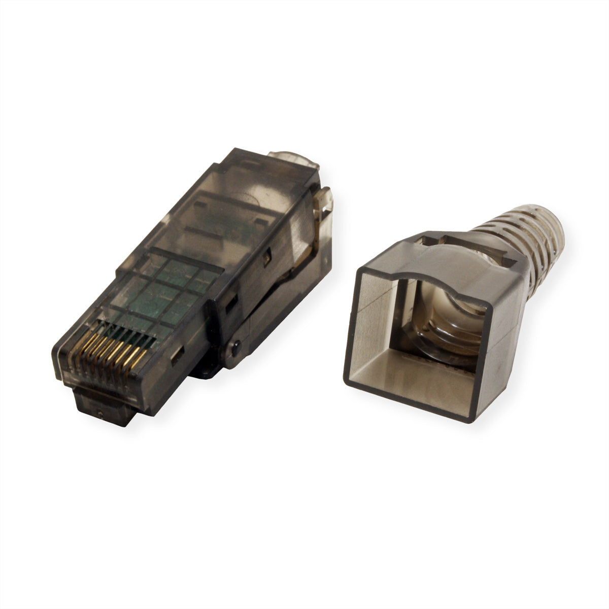 VALUE 26.99.0372 RJ-45-Stecker – Cat6a, U/UTP, Schwarz/Transparent, 50 Stück