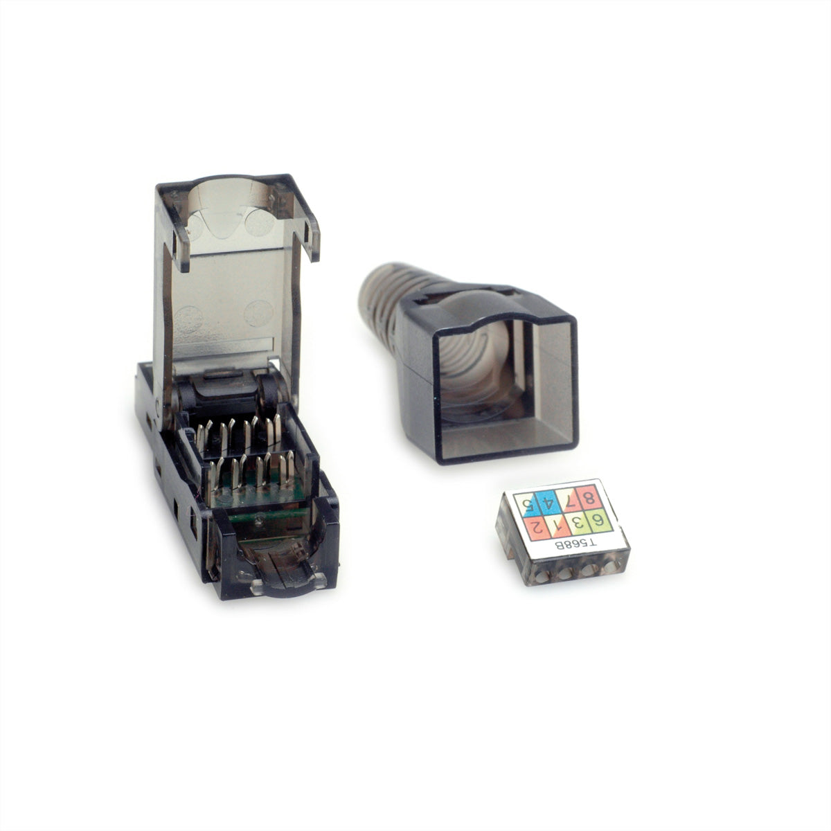 VALUE 26.99.0372 RJ-45-Stecker – Cat6a, U/UTP, Schwarz/Transparent, 50 Stück