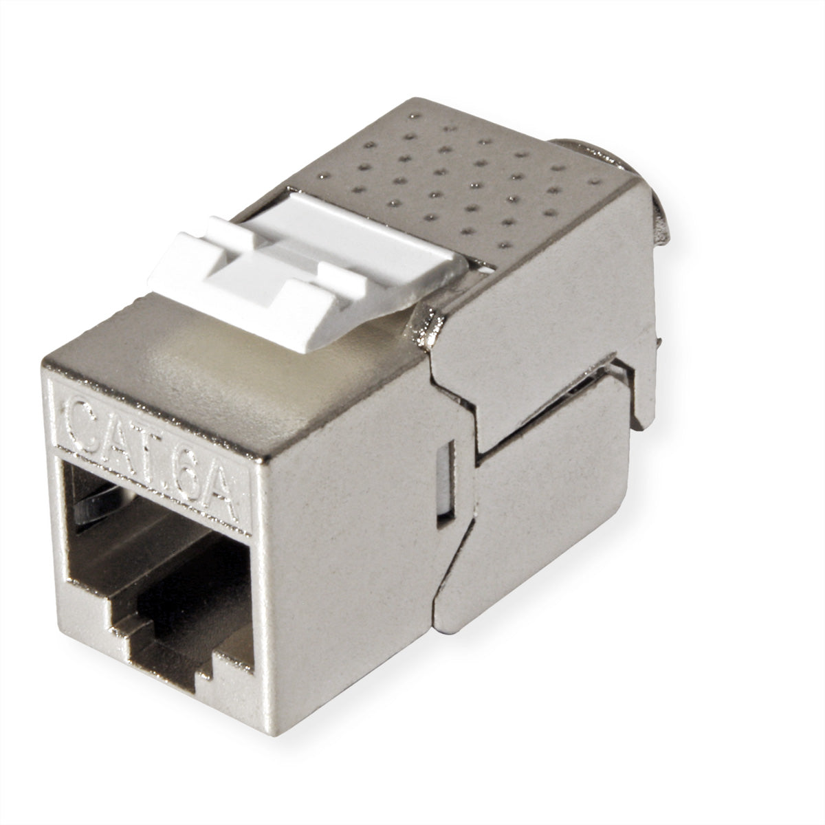 VALUE 26.99.0376 Keystone Cat6A STP – RJ‑45 Buchse, Flach, Edelstahl, 20×37×22,5 mm