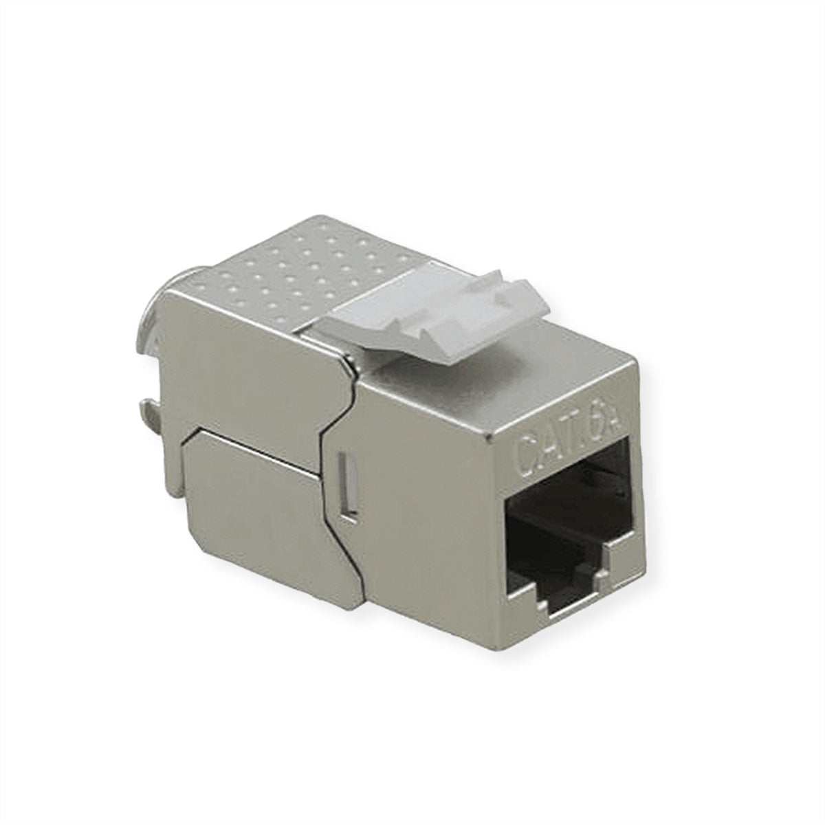 VALUE 26.99.0376 Keystone Cat6A STP – RJ‑45 Buchse, Flach, Edelstahl, 20×37×22,5 mm
