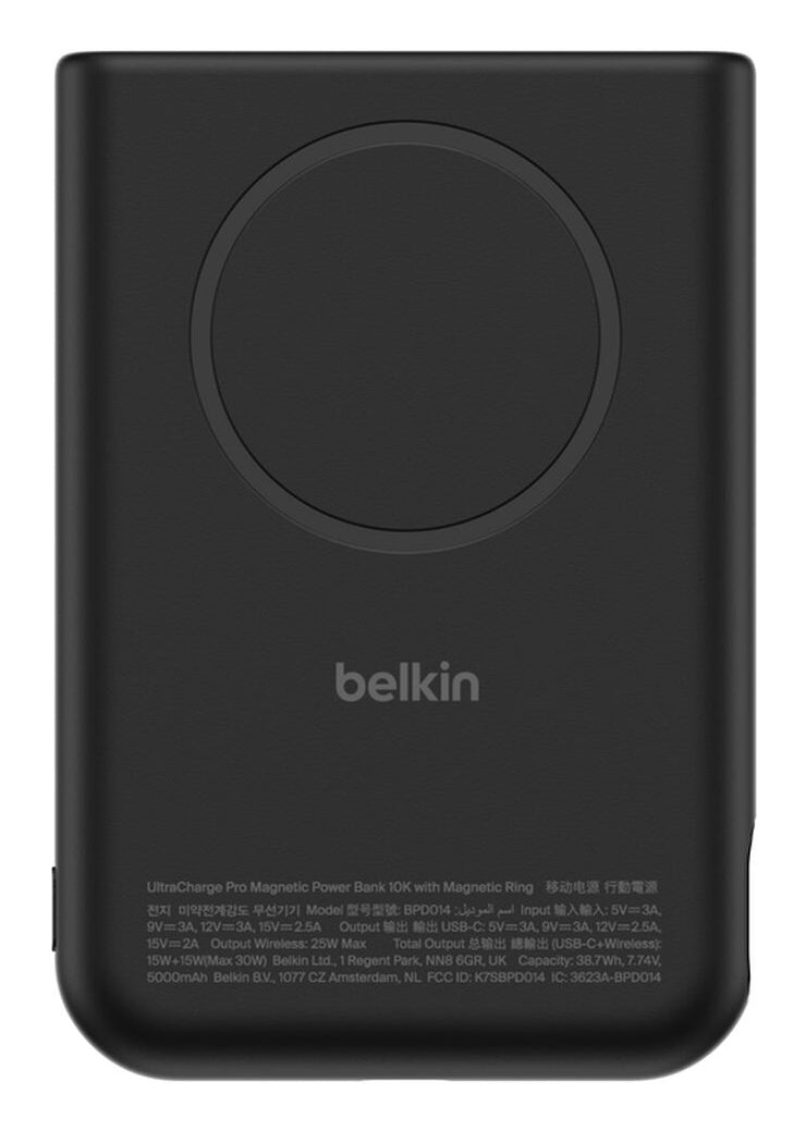 Belkin BPD014hqBK MagSafe Powerbank 10'000 mAh – 30 W PD, Kabellos 25 W, 1× USB-C, Schwarz