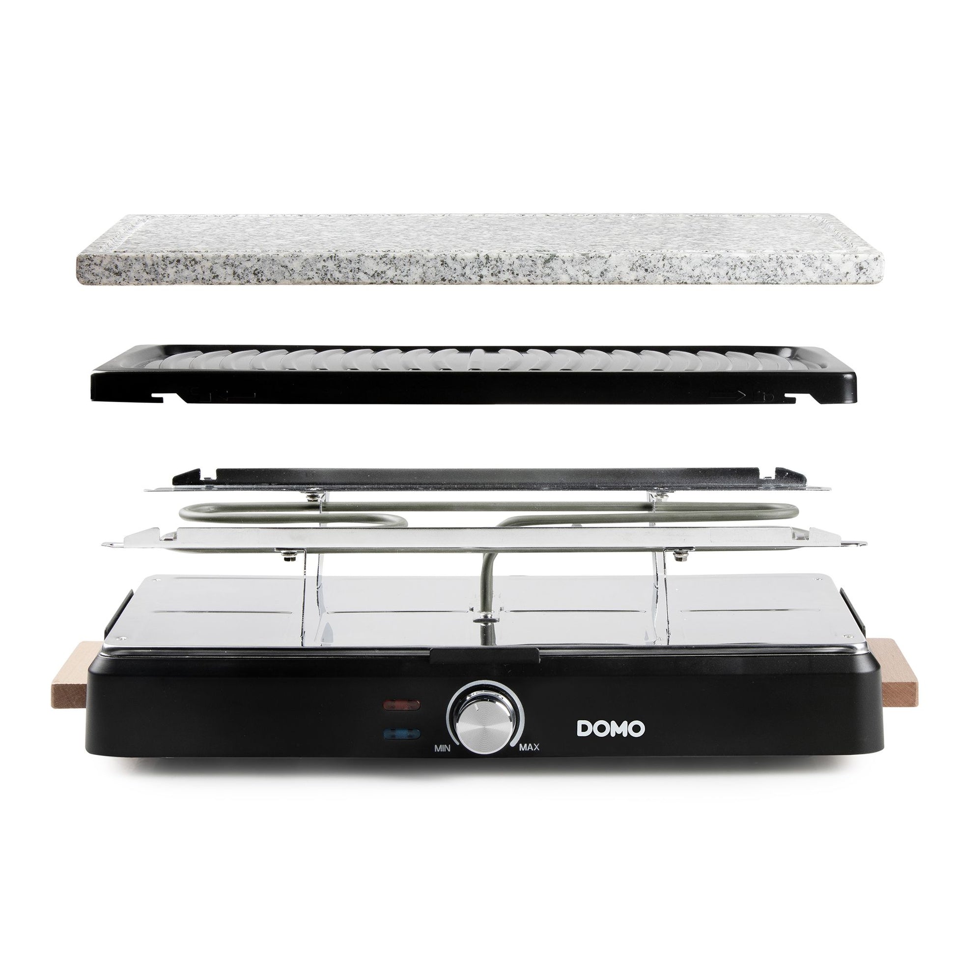 Domo Raclette DO9262G – 8 Personen, Naturstein-Grillplatte, 1 400 W – schwarz