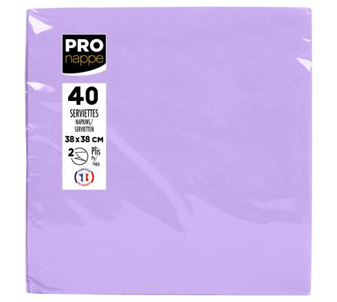 PRONAPPE Servietten – Flieder – 38 × 38 cm, 2-lagig – 40 Stück