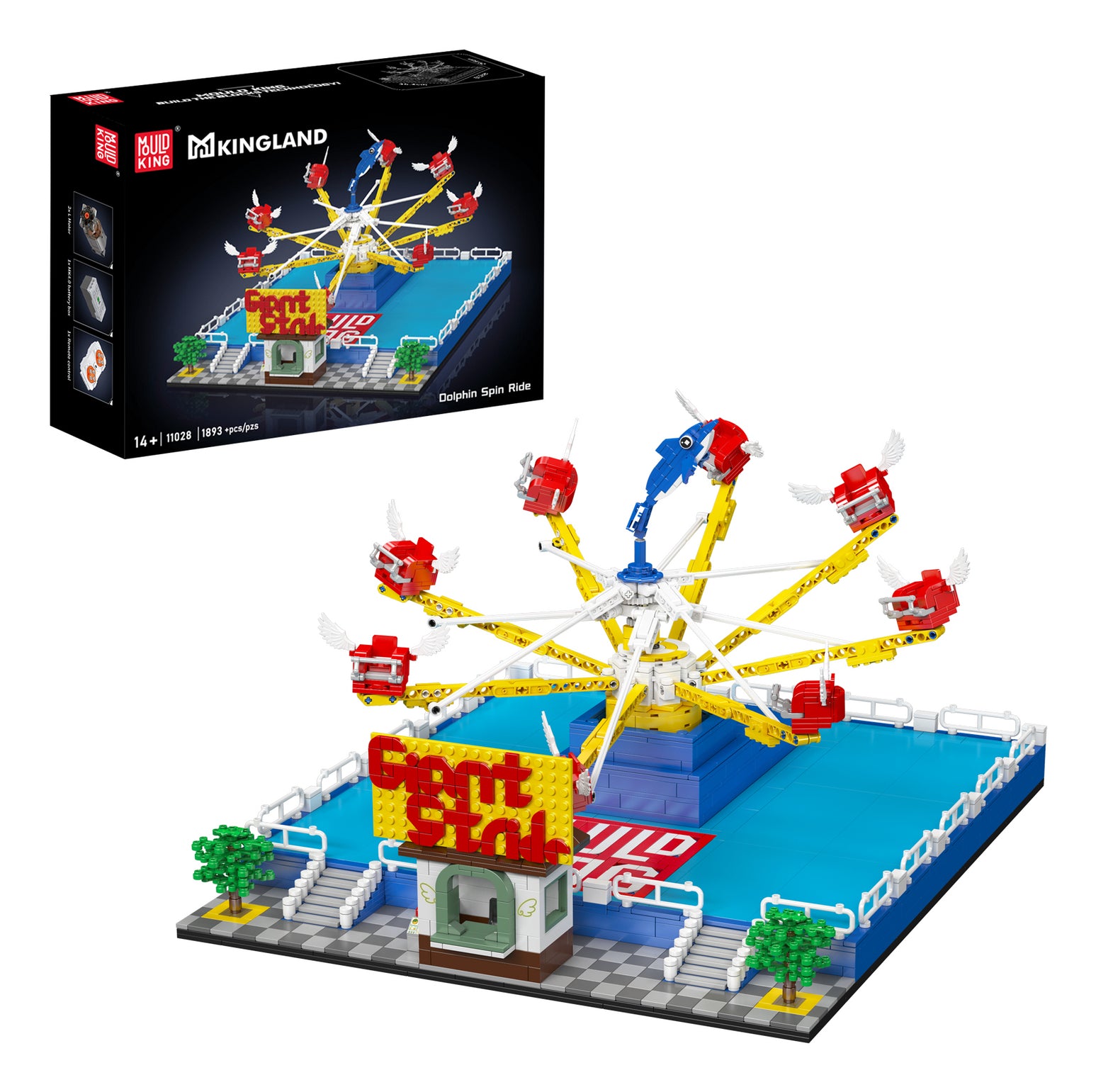 Mould King 3D Puzzle Delfin-Karussell – 1893 Teile – ABS – ab 14 J. – 51,3×29,5×46,5 cm