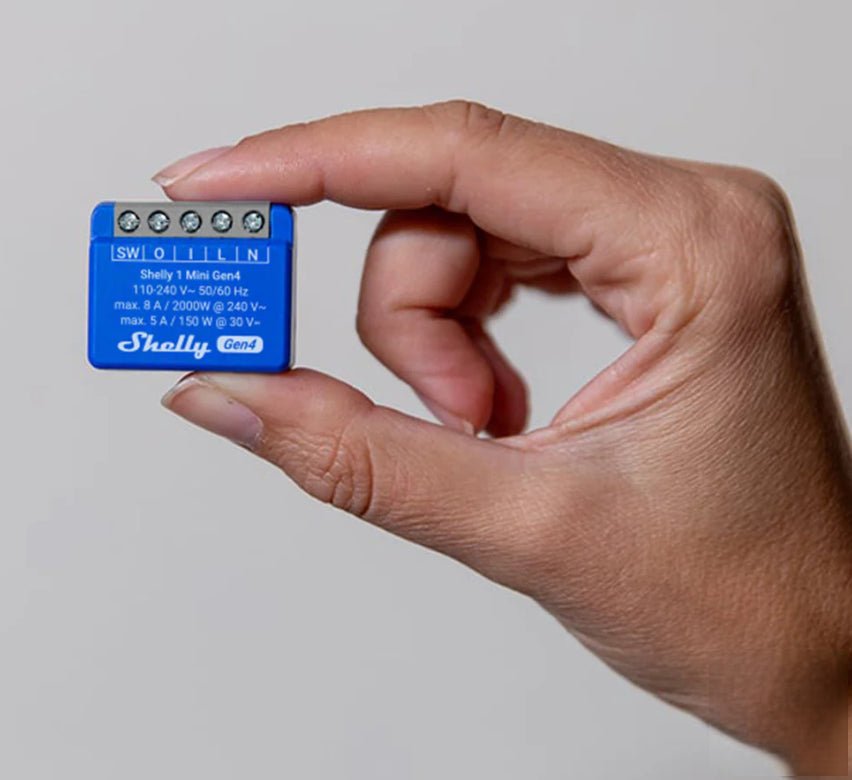 Shelly 1 Mini Gen4 – Zubehör – WLAN, Bluetooth, Zigbee, Matter, 1-Phasen – für Amazon Alexa, Google Assistant