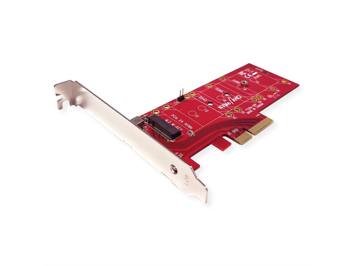 ROLINE PCIe M.2 NVMe Adapterkarte – PCIe 4.0 x4, 110 mm, 3,3 V/5 A, für M.2 NVMe SSDs – Rot