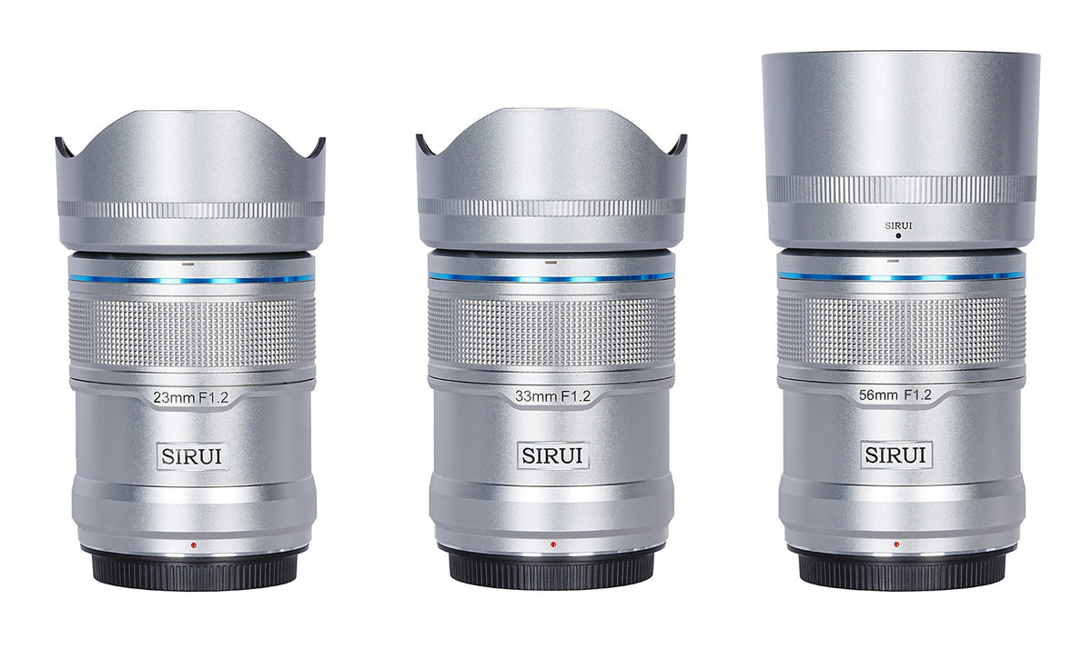 Sirui Sniper 23/33/56 mm f/1.2 S Objektiv-Set – APS-C, AF – für Nikon Z – 58 mm Filter, Silber