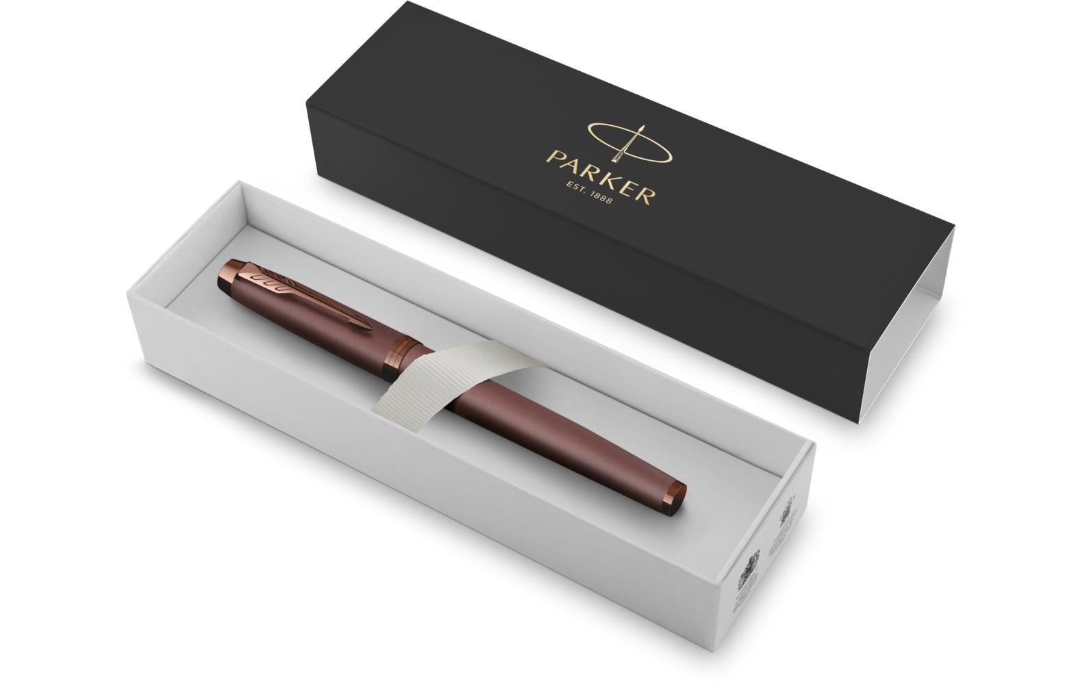 Parker 2190512 – Federspitze M – für Rechts- & Linkshänder – braun, blau – Patronen
