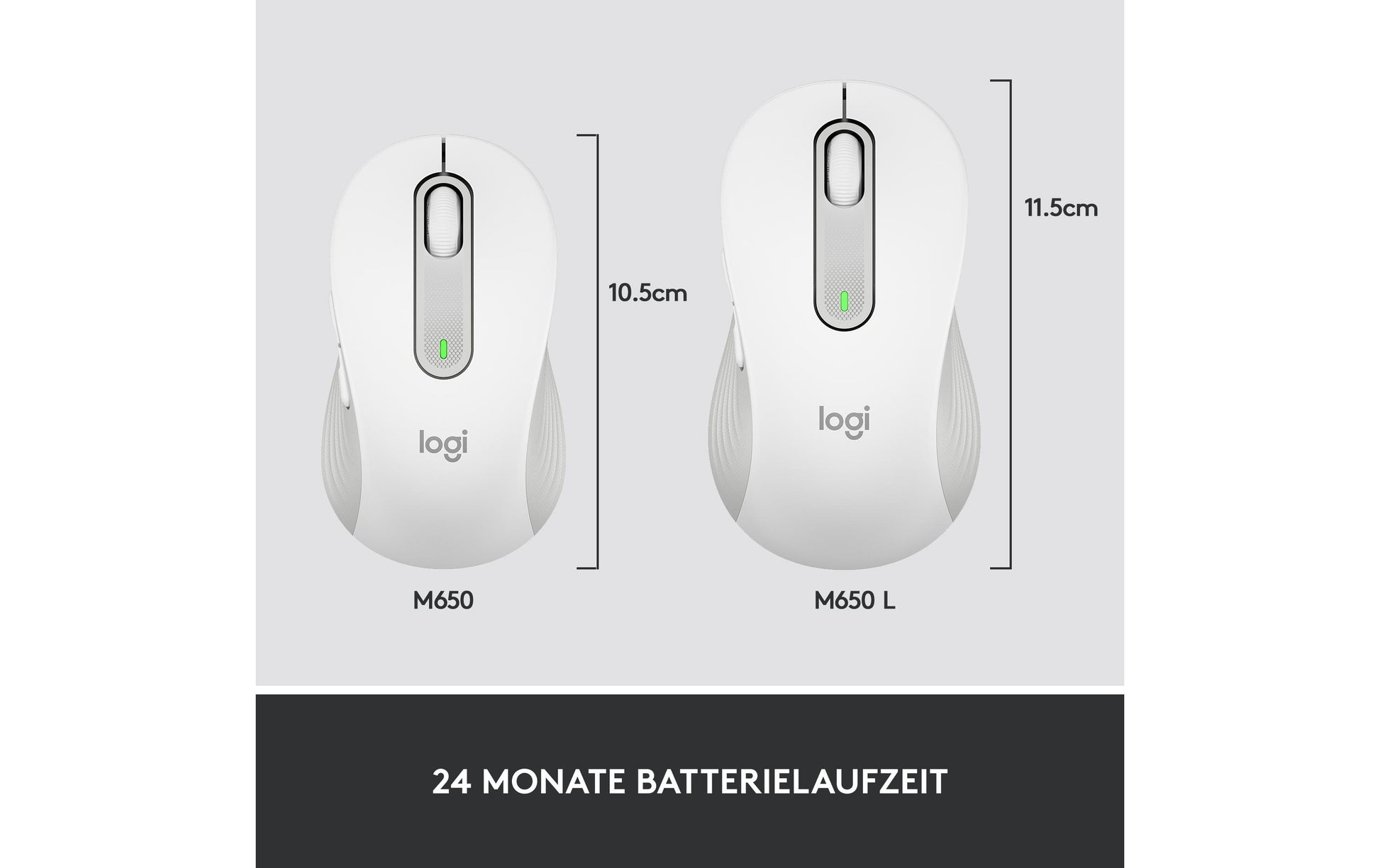 Logitech Signature M650 L Maus – kabellos, für Rechtshänder, Off-White