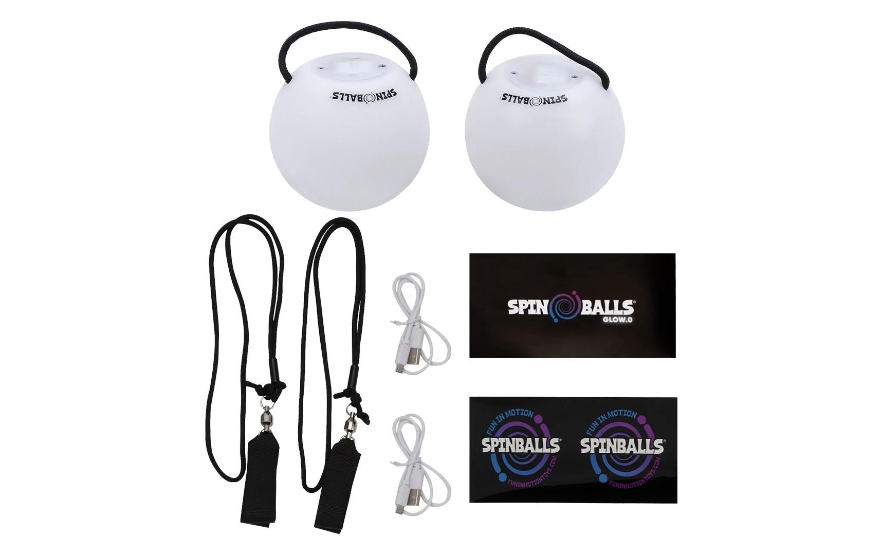 Spinballs Glow.0 LED-Poi-Bälle – ab 6 Jahren – schwarz, weiss
