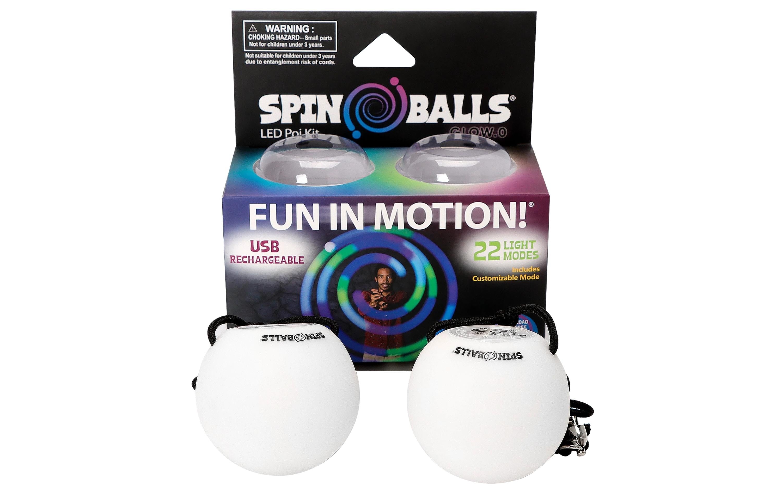 Spinballs Glow.0 LED-Poi-Bälle – ab 6 Jahren – schwarz, weiss