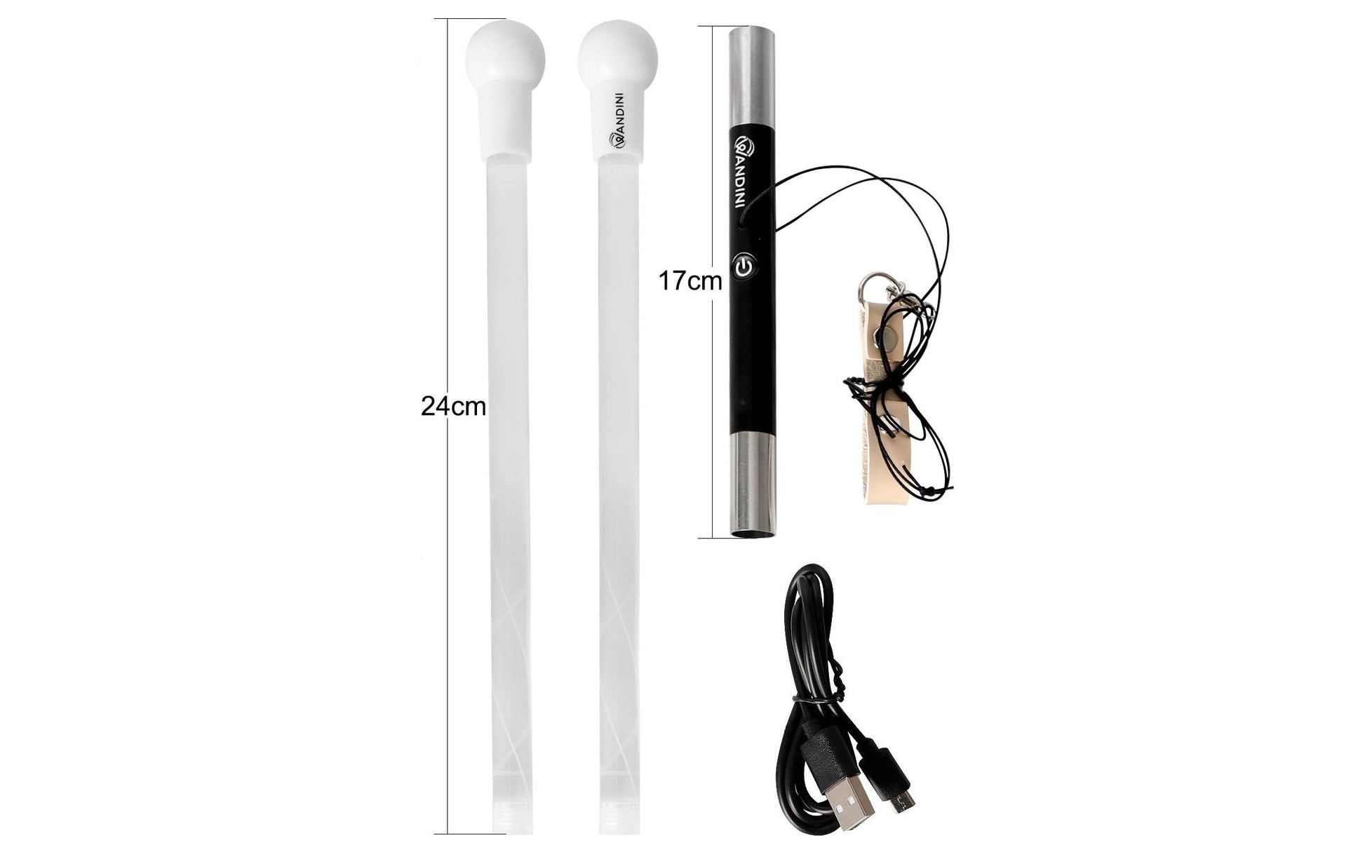 Wandini Glow.0 LED Leuchtstab – ab 8 Jahren – schwarz/weiss