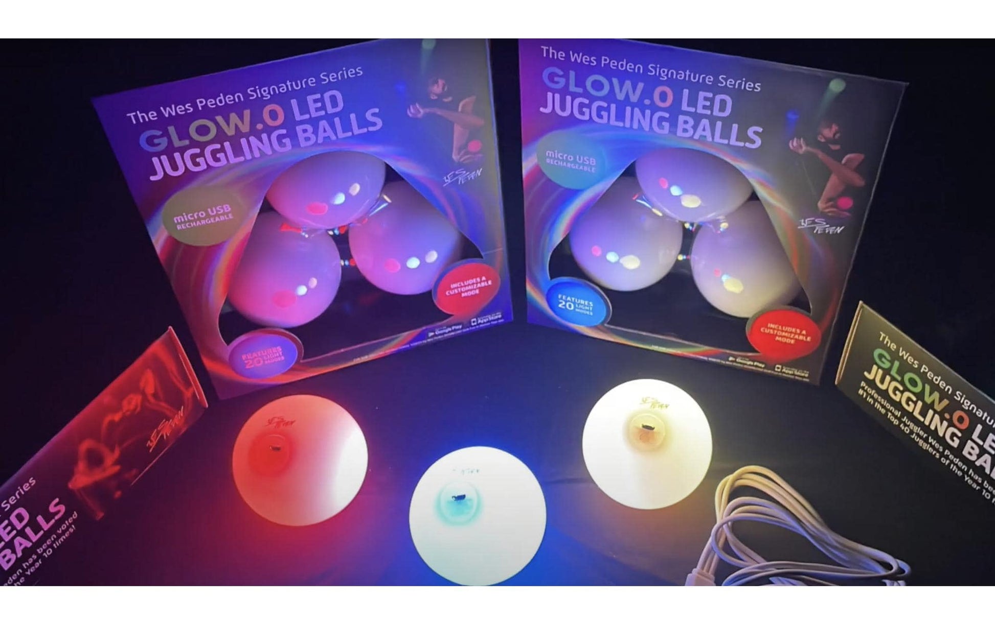 Wes peden glow.0 Jonglierbälle – mit LED – 3 Stück – ab 6 Jahren – Weiss