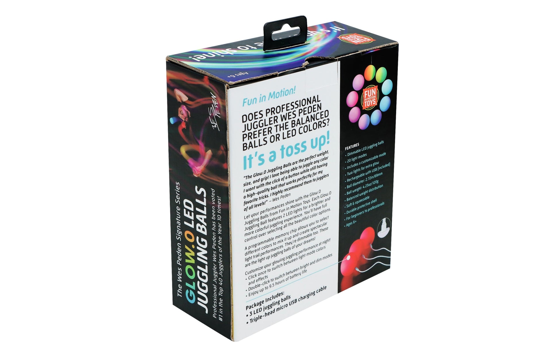 Wes peden glow.0 Jonglierbälle – mit LED – 3 Stück – ab 6 Jahren – Weiss
