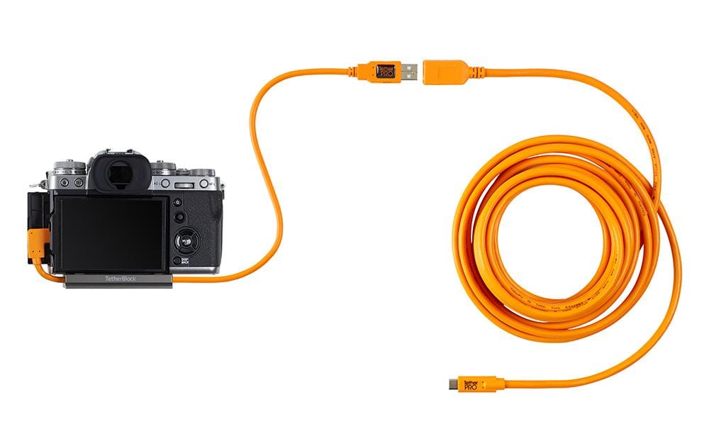 Tether Tools USB-A auf USB-C Kabel – USB 3.2 Gen 1 (5 Gbit/s) – 0,5 m – Abgewinkelt – Orange