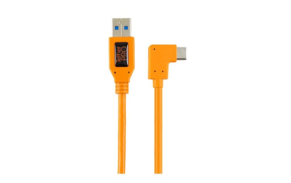 Tether Tools USB-A auf USB-C Kabel – USB 3.2 Gen 1 (5 Gbit/s) – 0,5 m – Abgewinkelt – Orange