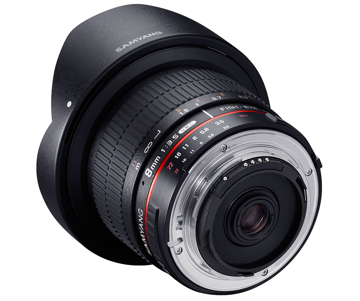 Samyang 8 mm f/3,5 CS II Fish-Eye-Objektiv – APS-C, 180° – für Sony E-Mount – 77,8 × 101,1 mm, 450 g