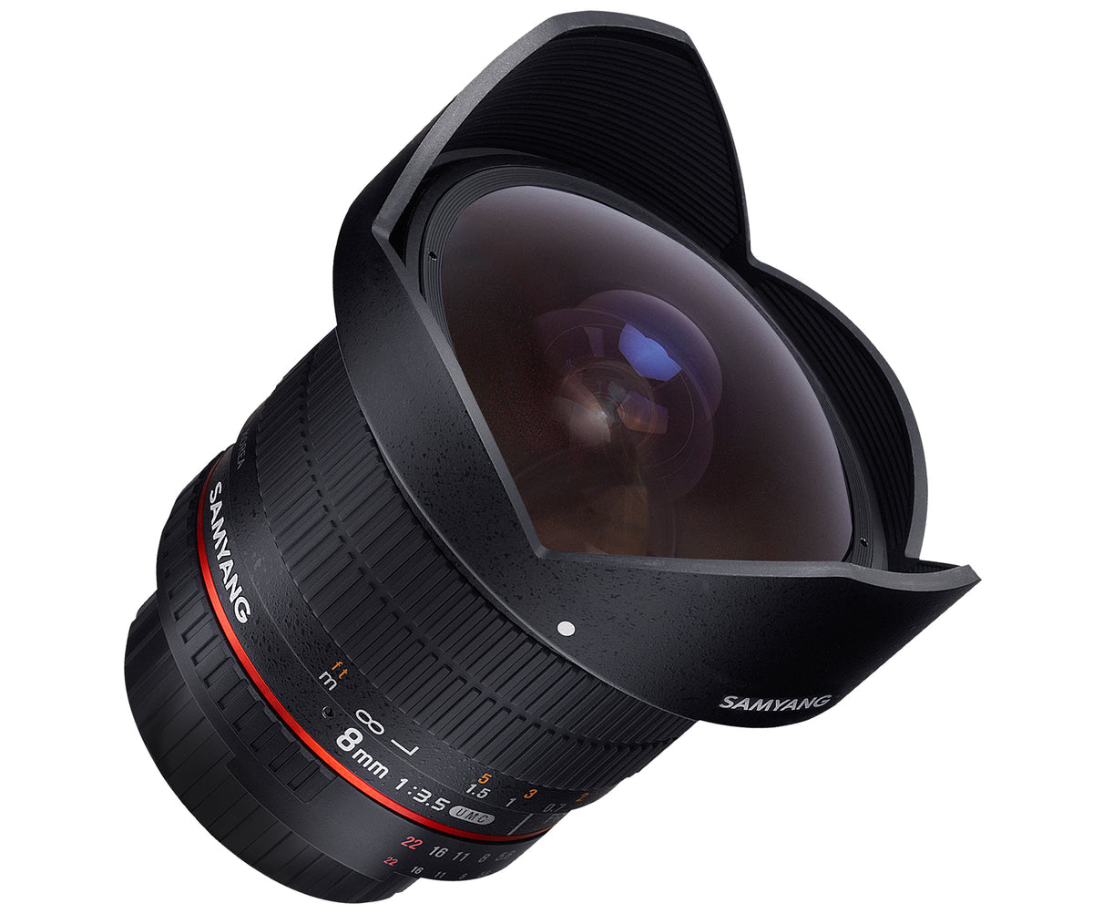 Samyang 8 mm f/3,5 CS II Fish-Eye-Objektiv – APS-C, 180° – für Sony E-Mount – 77,8 × 101,1 mm, 450 g
