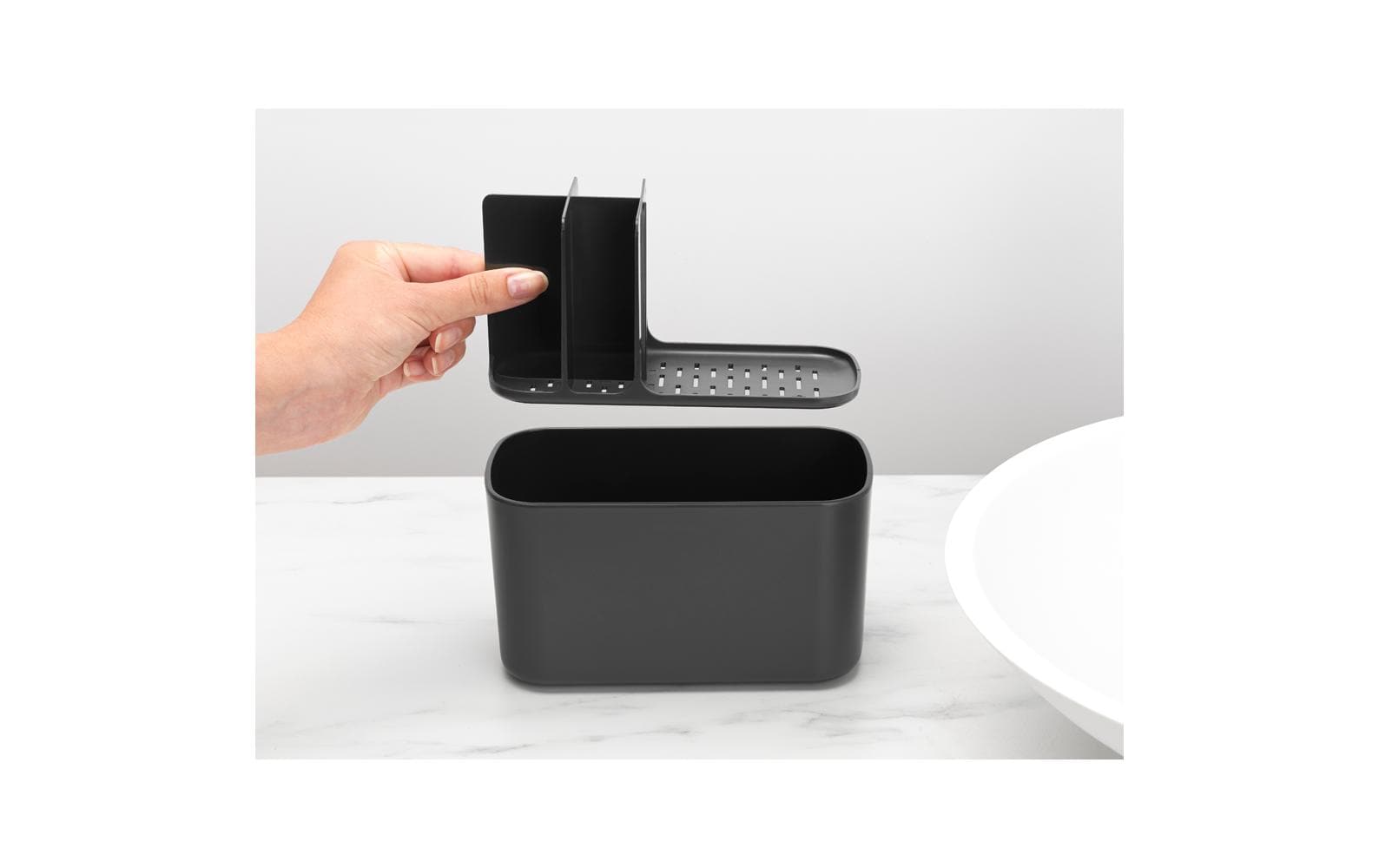 Brabantia Aufbewahrungsbox ReNew – 19,7×9,8×11 cm, Kunststoff, freistehend, Dunkelgrau