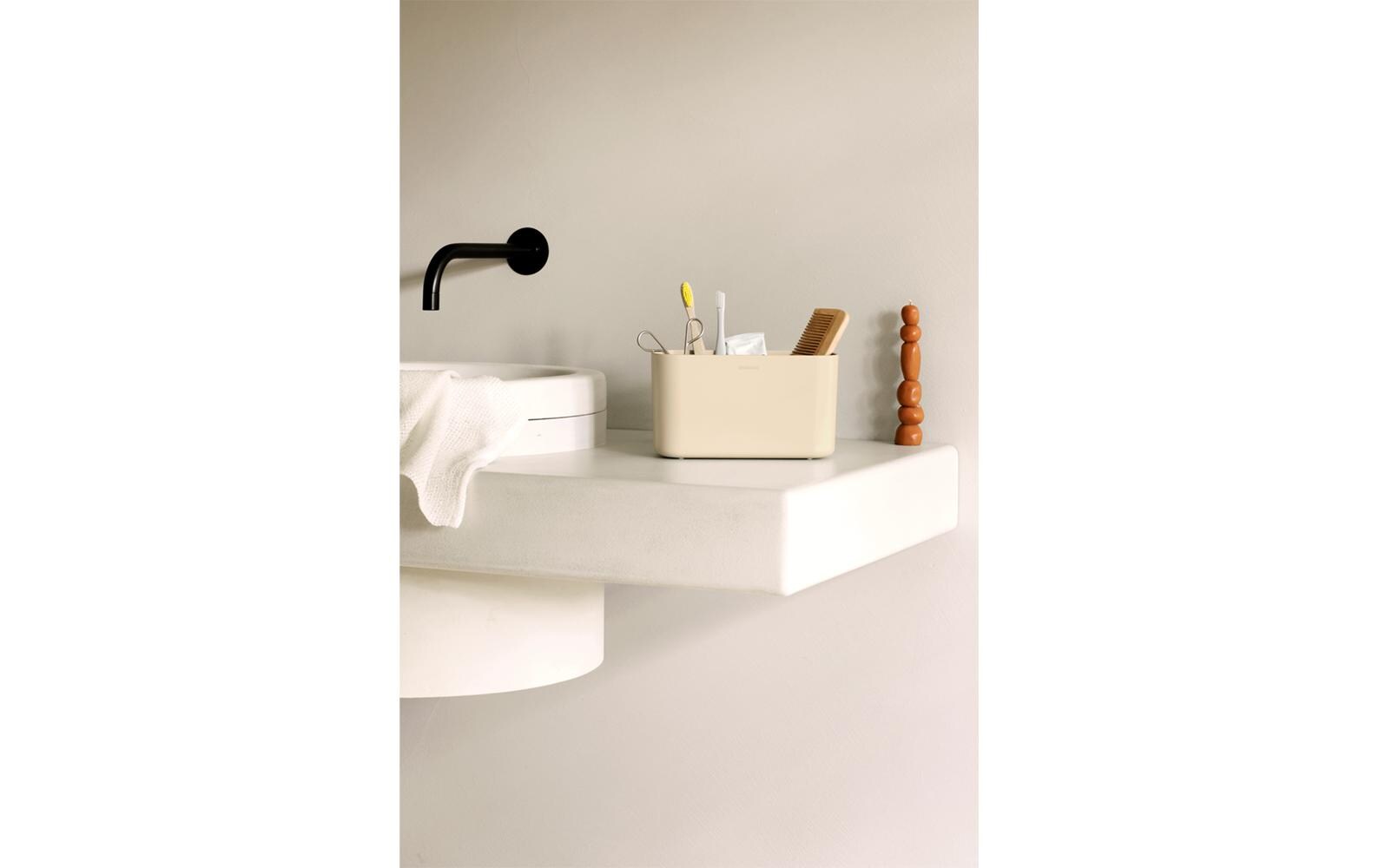Brabantia Aufbewahrungsbox (Bad) – Kunststoff, 19,7×9,8×11 cm, freistehend, Beige