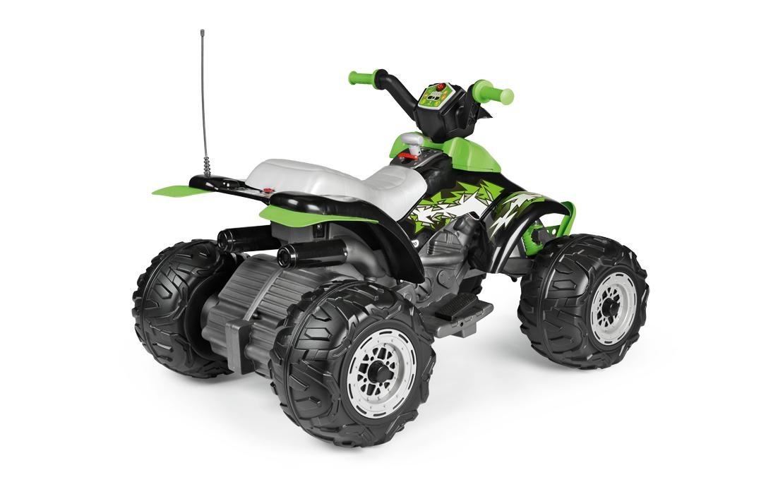 Peg Perego Corral T-Rex 330W 12V – Aufsitz-Quad – 64,5×99,5×65,5 cm – 6,7 km/h, 40 kg – ab 3 Jahren – grün/schwarz