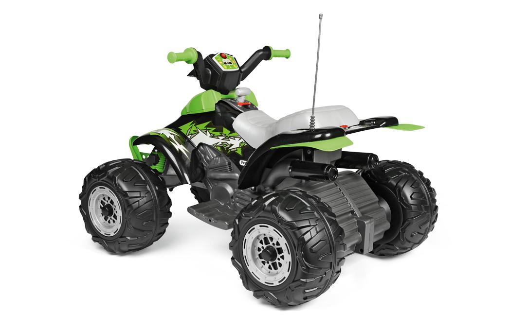 Peg Perego Corral T-Rex 330W 12V – Aufsitz-Quad – 64,5×99,5×65,5 cm – 6,7 km/h, 40 kg – ab 3 Jahren – grün/schwarz