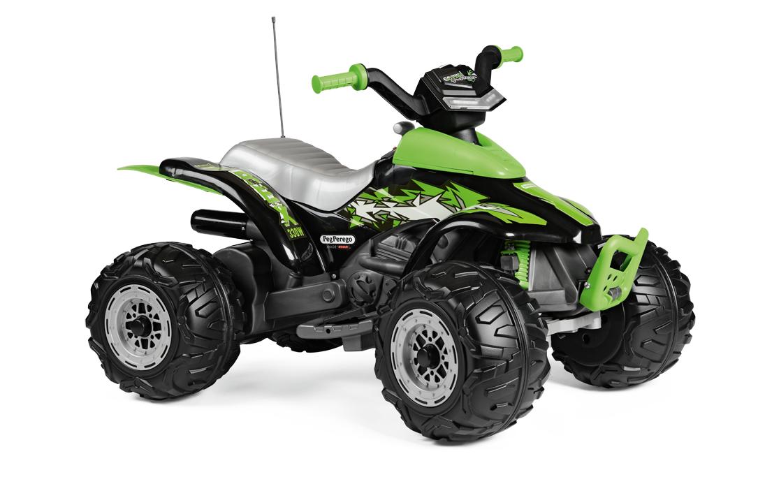 Peg Perego Corral T-Rex 330W 12V – Aufsitz-Quad – 64,5×99,5×65,5 cm – 6,7 km/h, 40 kg – ab 3 Jahren – grün/schwarz