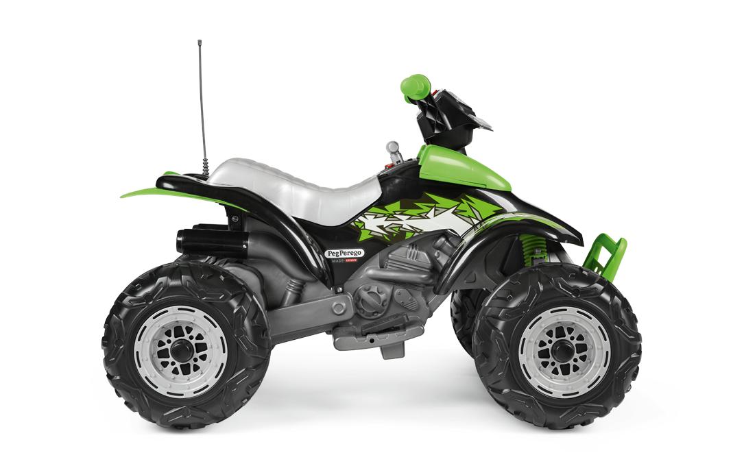 Peg Perego Corral T-Rex 330W 12V – Aufsitz-Quad – 64,5×99,5×65,5 cm – 6,7 km/h, 40 kg – ab 3 Jahren – grün/schwarz