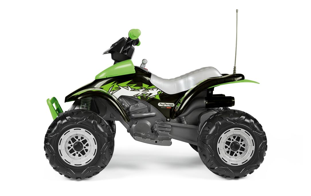 Peg Perego Corral T-Rex 330W 12V – Aufsitz-Quad – 64,5×99,5×65,5 cm – 6,7 km/h, 40 kg – ab 3 Jahren – grün/schwarz