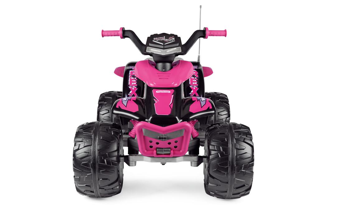Peg Perego Aufsitz-Quad – 12 V, 6,7 km/h, 40 kg – 64,5 × 99,5 × 65,5 cm – ab 3 Jahren – schwarz/pink