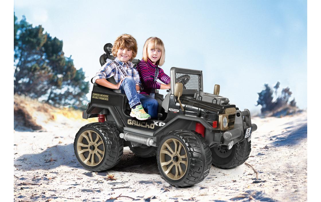 Pegperego Gaucho XP 24V Elektro-Kinderauto – 7,5 km/h – 90 × 108 × 131 cm – ab 3 J. – schwarz