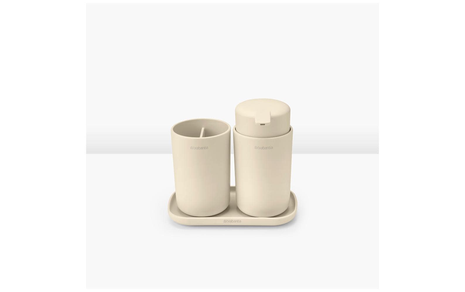 Brabantia ReNew – Seifenspender, manuell, 250 ml, Kunststoff, beige (Set, 3-teilig)