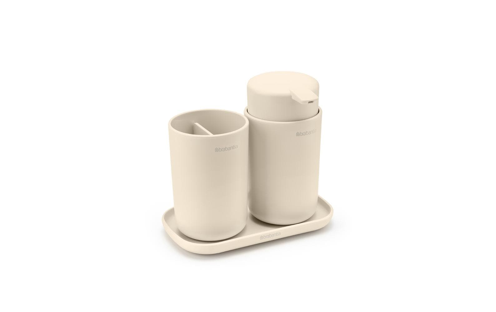 Brabantia ReNew – Seifenspender, manuell, 250 ml, Kunststoff, beige (Set, 3-teilig)